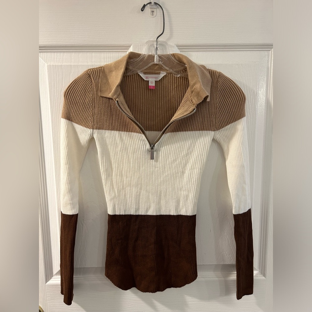 No Boundaries 1/4 Zip Colorblock Pullover Sweater size XS (1)